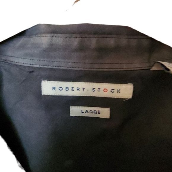 Robert Stock Button Up Shirt Sz L Large Black Long Sleeve Mens - Picture 6 of 11